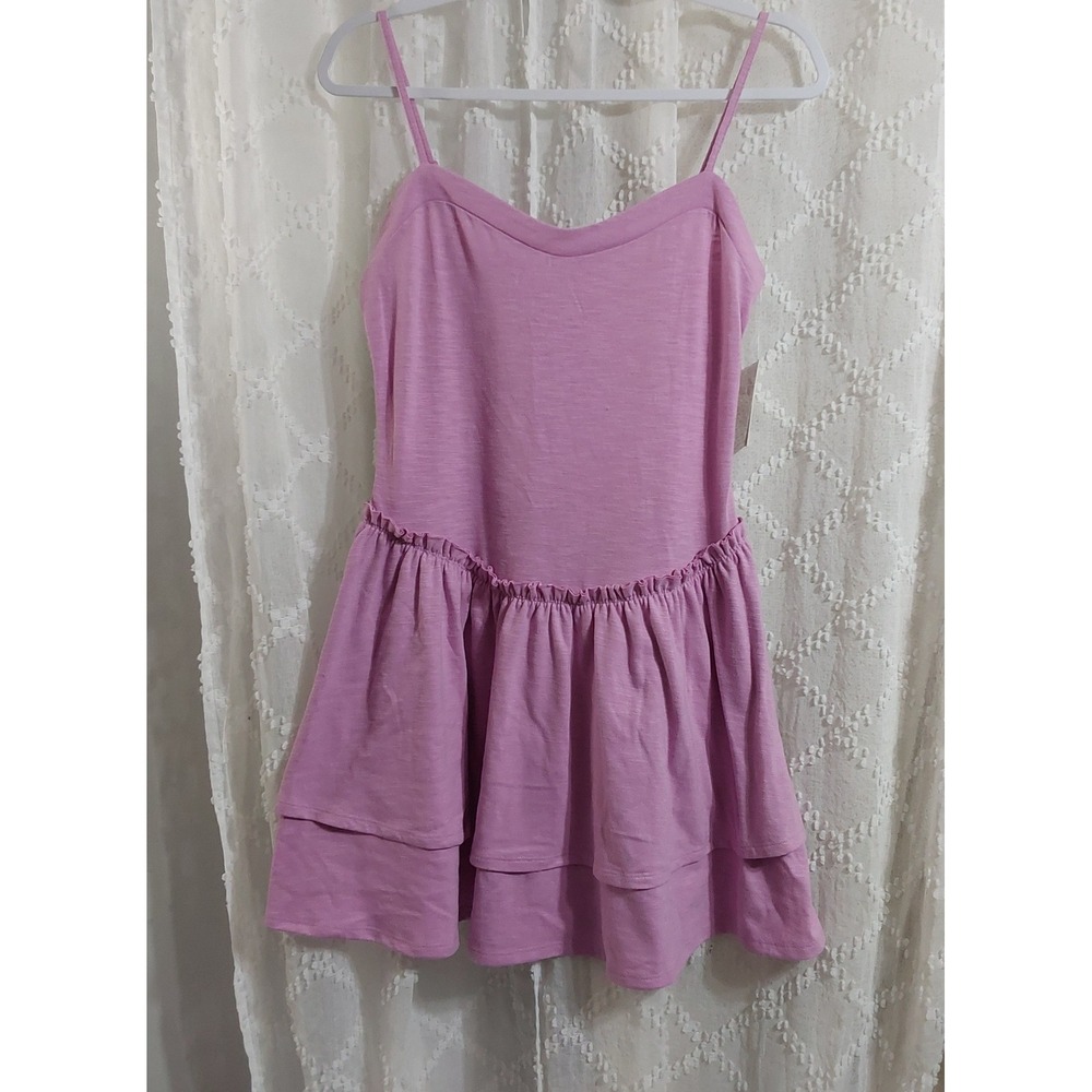 SO Womens Purple Slub Knit Tiered Ruffle Mini Dress Size Medium NWT
